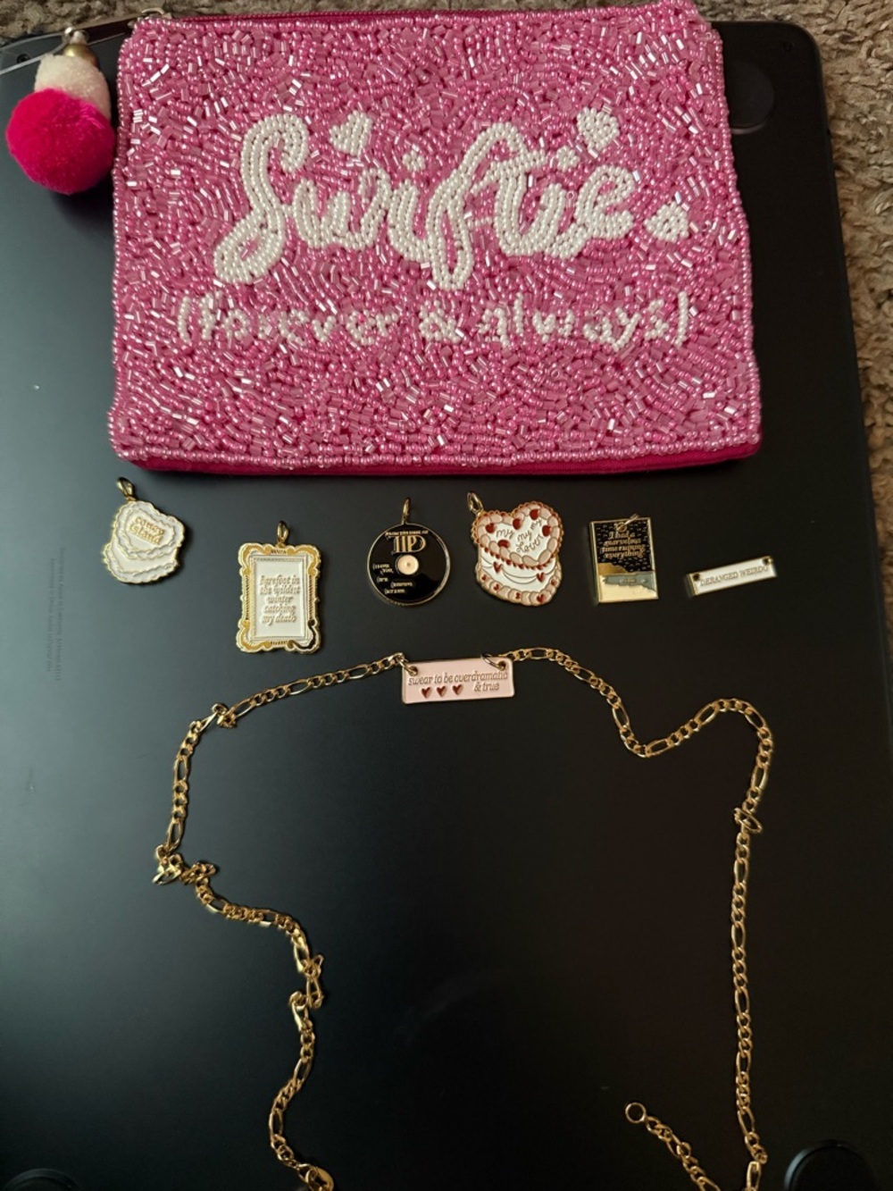 Taylor swift necklace charms and pouch bundle